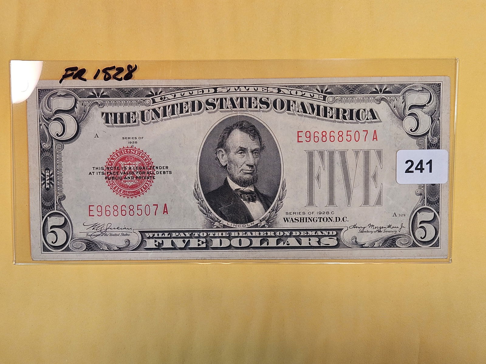 Two 1928 Five Dollar Red Seal US Notes (1 of 2)