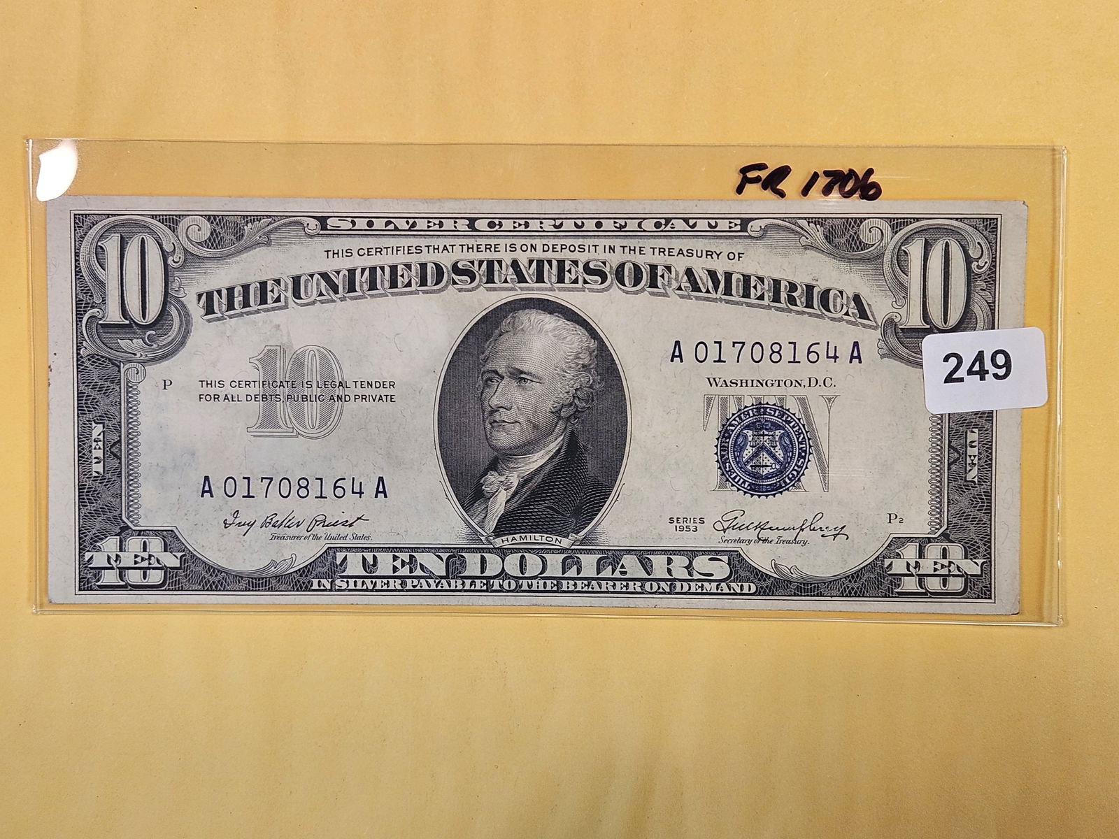 Crisp AU 1953 Ten Dollar Silver Certificate (1 of 2)