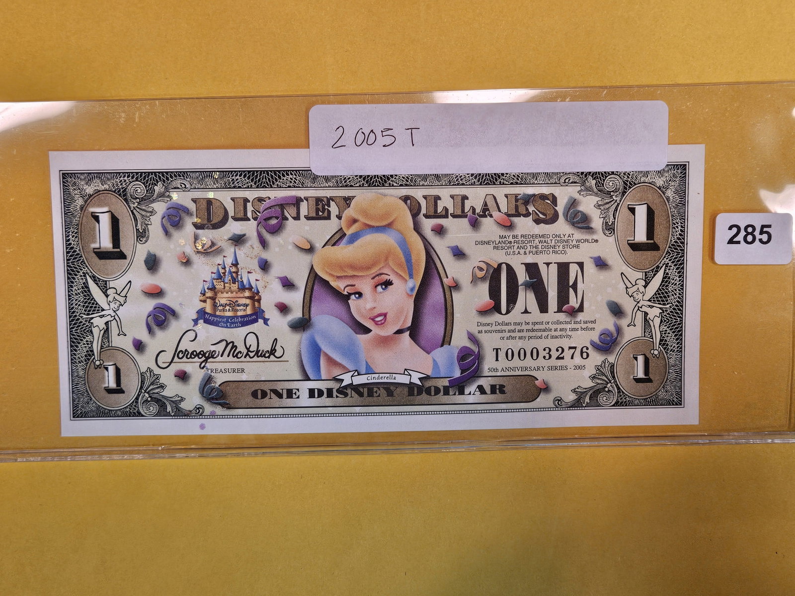 DISNEY DOLLAR!: Crisp Uncirculated 2005-T One Dollar. Cinderella