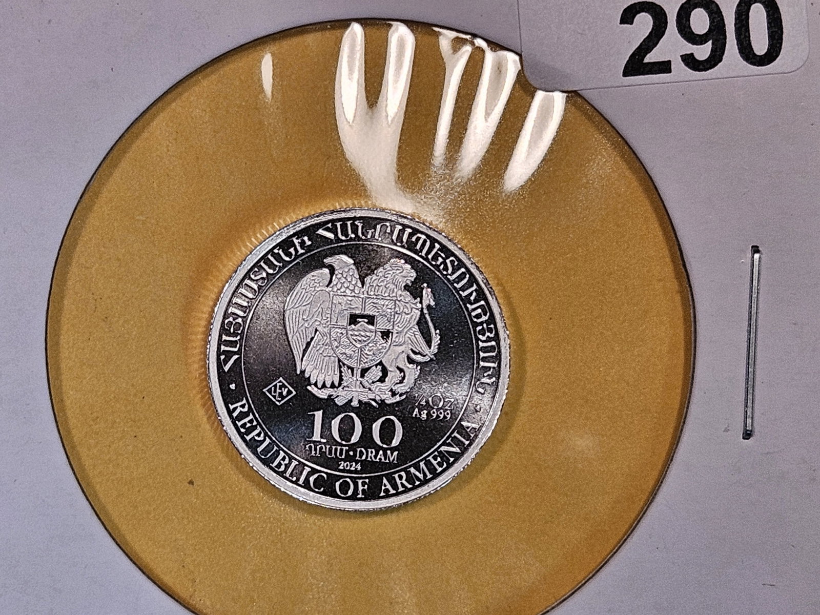 GEM Proof Deep Cameo 2024 Armenia silver 100 dram: Noah's Ark reverse