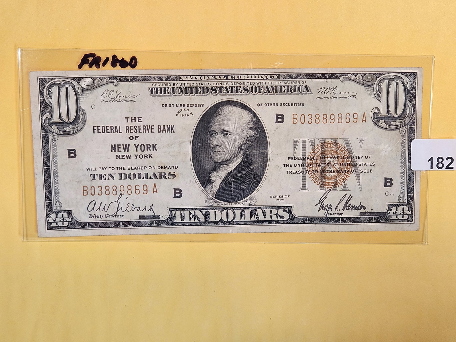 Series of 1929 Ten Dollar National Currency in Very Fine plus: FR 1860. New York