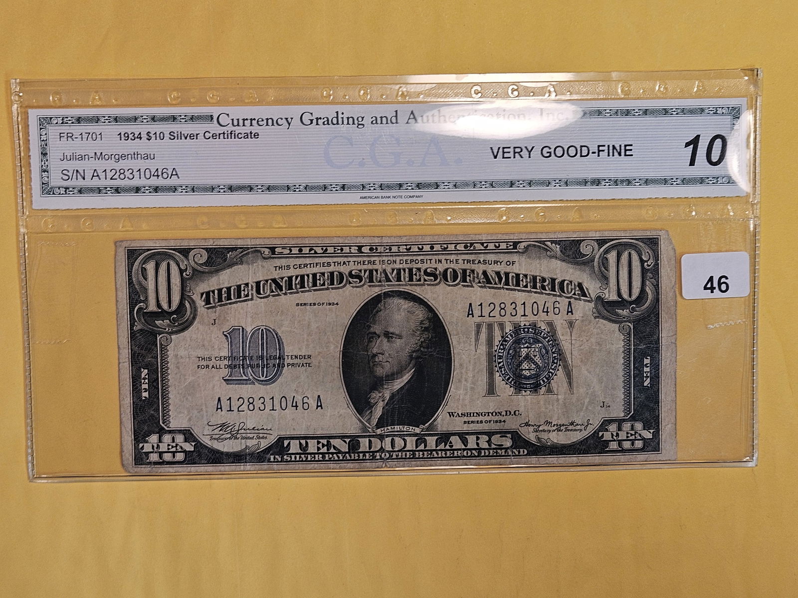 CGA 1934 Ten Dollar Silver Certificate in Very Good-Fine 10 (1 of 4)