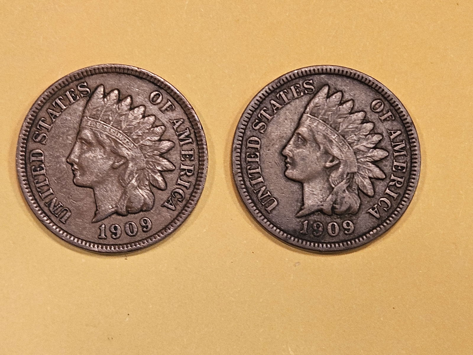 Two 1909, last year issue, Indian Cents (1 of 3)