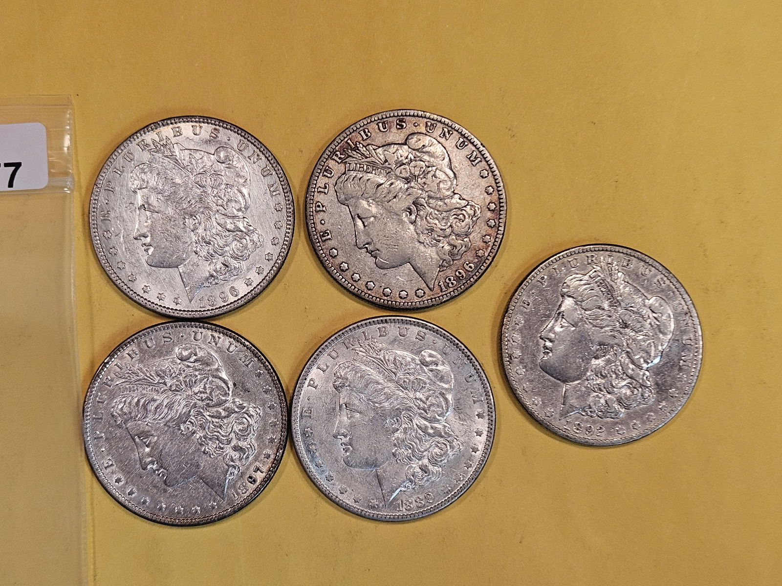 Five Mixed Morgan Silver Dollars (1 of 2)