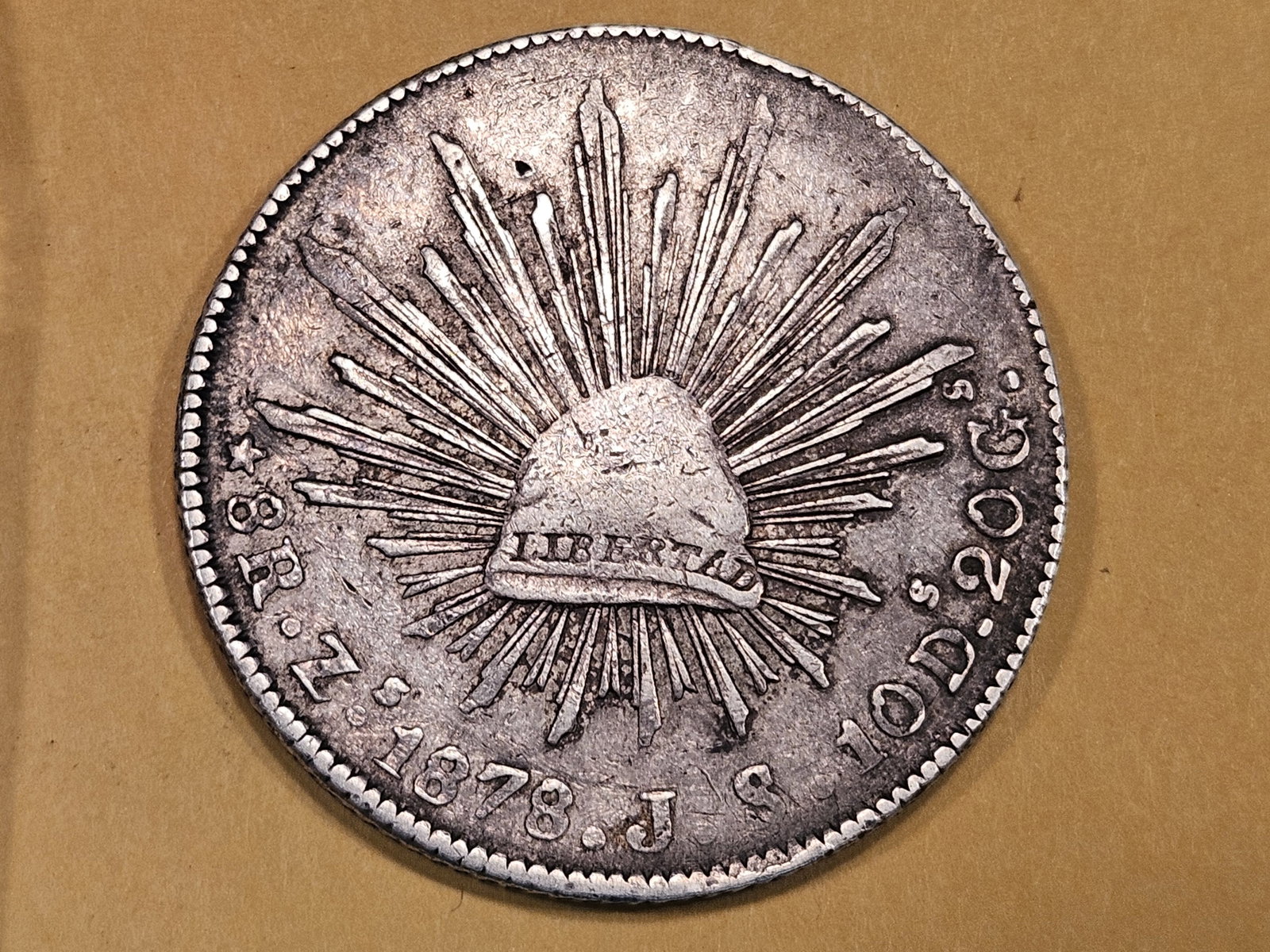 1878 JS Zs Mexico silver 8 reals in Very Fine: KM 377.13
