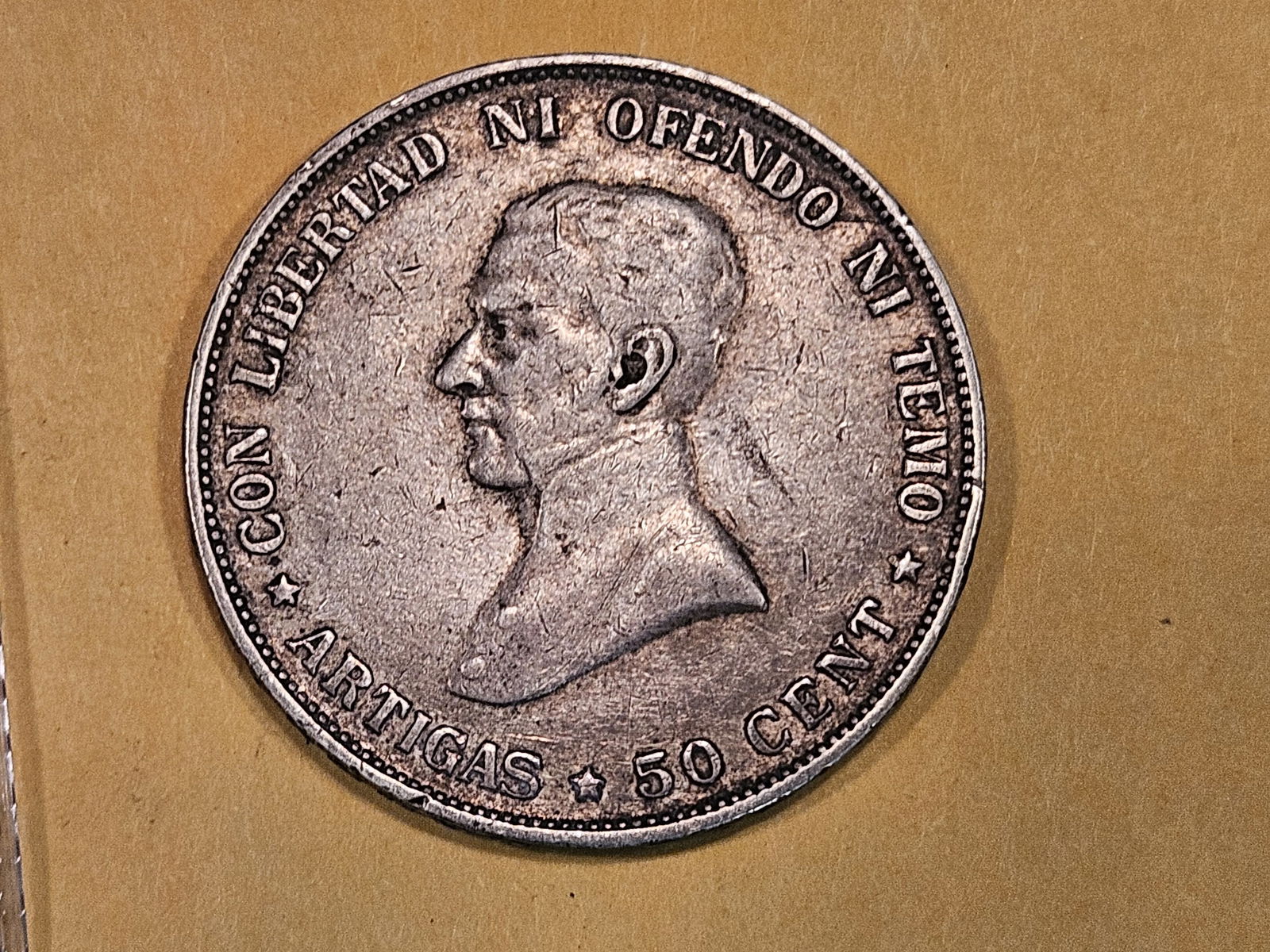 1917 Uruguay silver 50 cents in Very Fine (1 of 3)