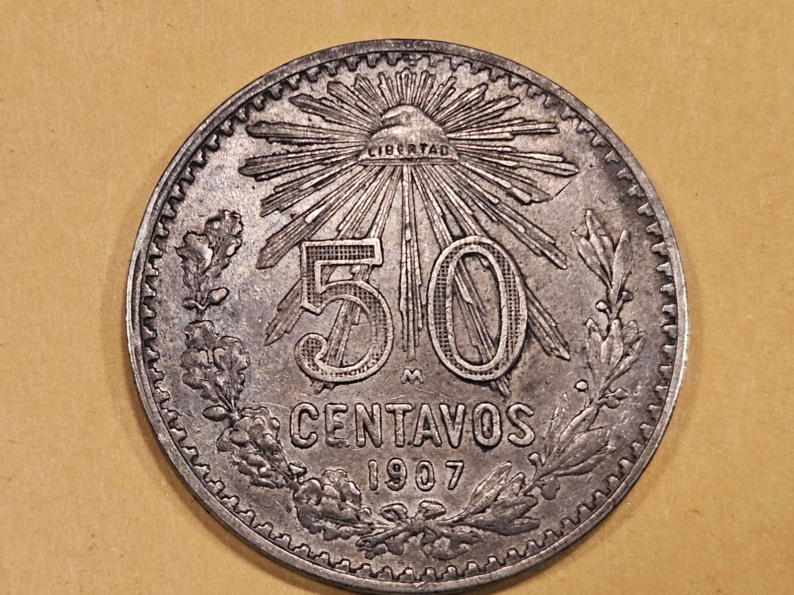 1907 Mexico silver 50 centavos in Extra Fine (1 of 3)