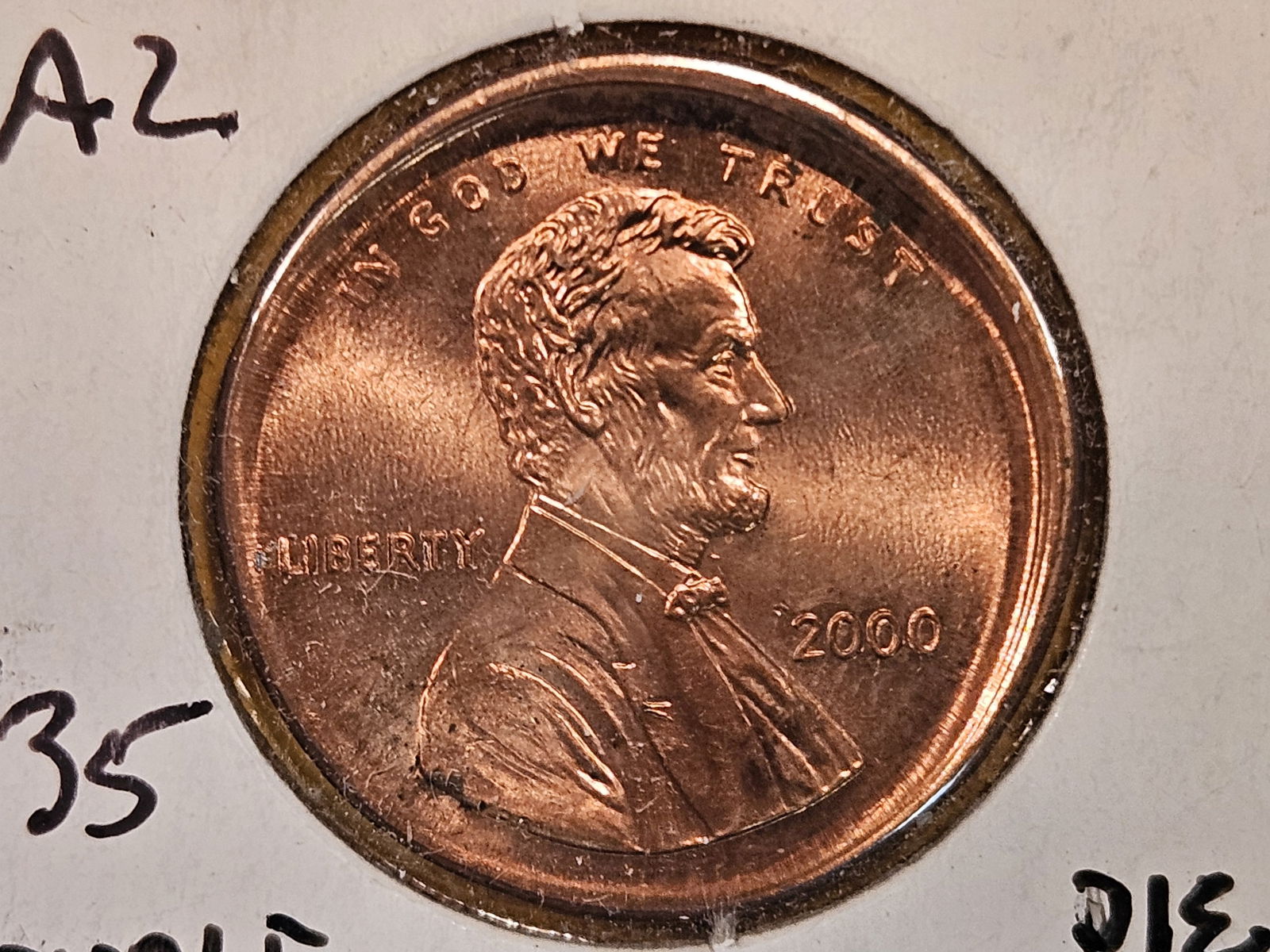 ERROR! Brilliant Uncirculated red 2000 Lincoln Cent (1 of 3)