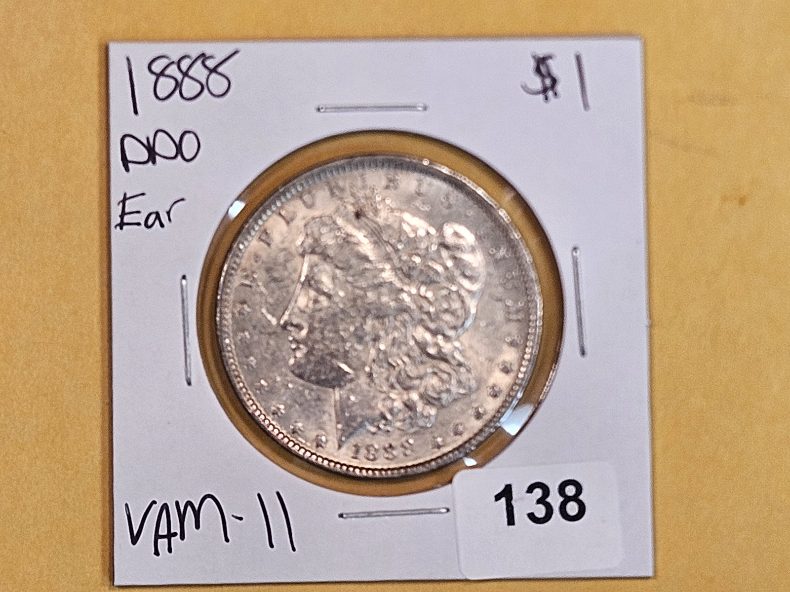 Variety! 1888 Morgan Dollar: Doubled die Obverse. Strong doubled ear. Looks like VAM-11