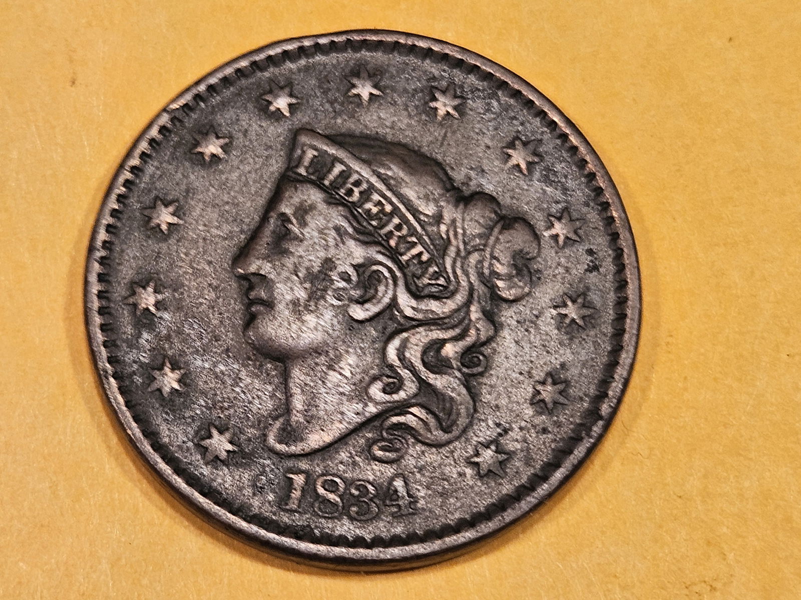 1834 Braided Hair Large Cent in Very Fine (1 of 5)