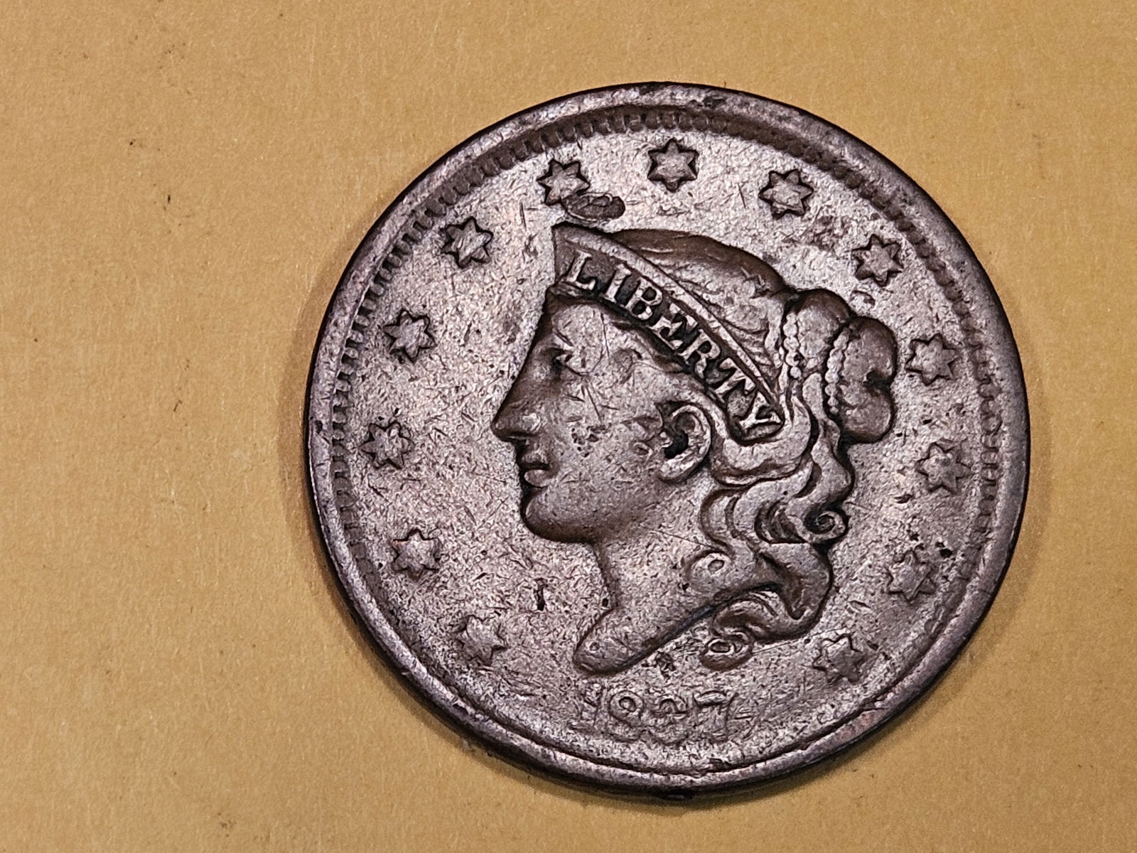 1837 Braided Hair Large Cent in Fine - 15 (1 of 5)