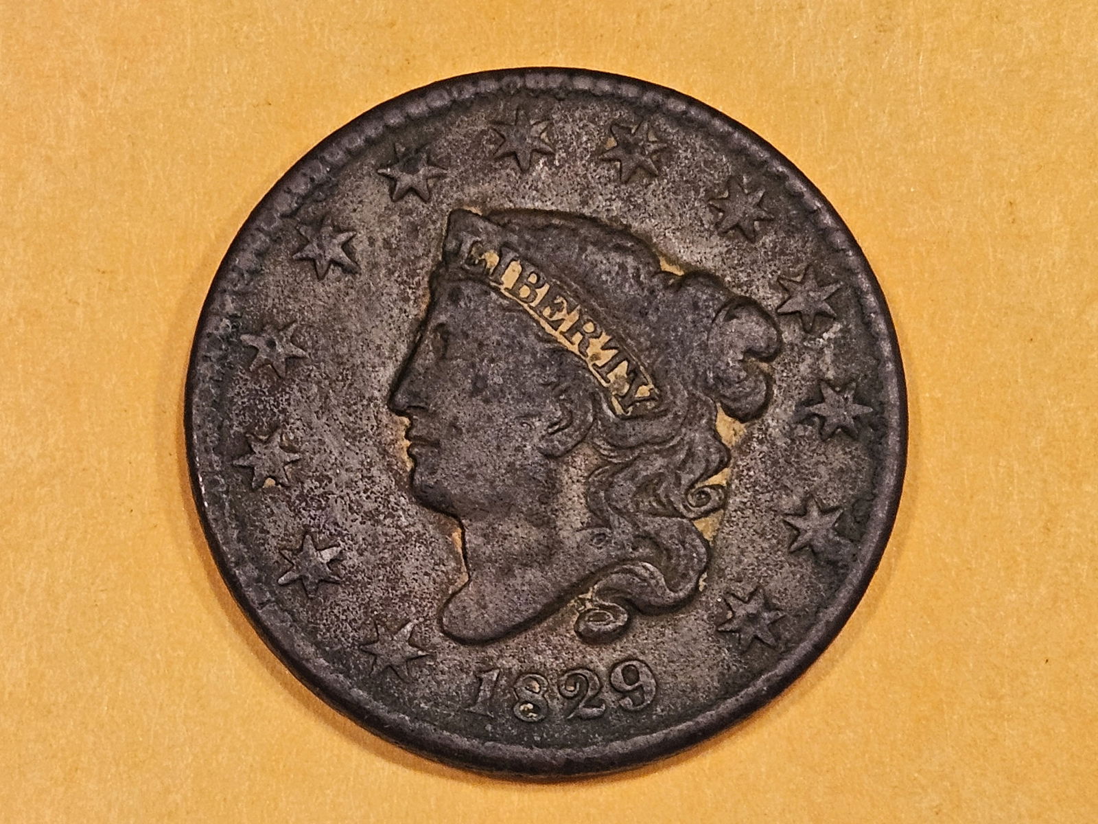 1829 Coronet Head Large Cent in Very Fine - details (1 of 3)