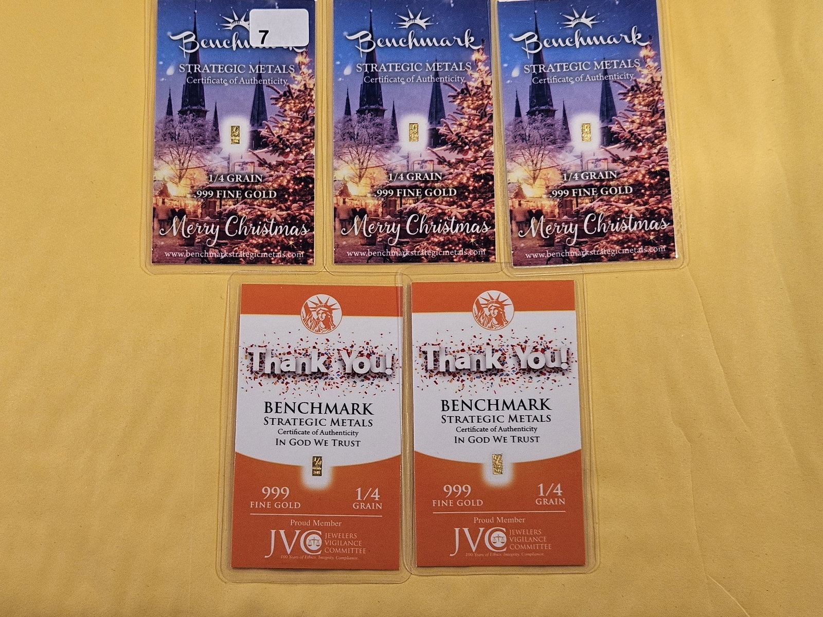 GOLD! 1.25 Grains .999 Fine Gold: In Benchmark Strategic Metals cards