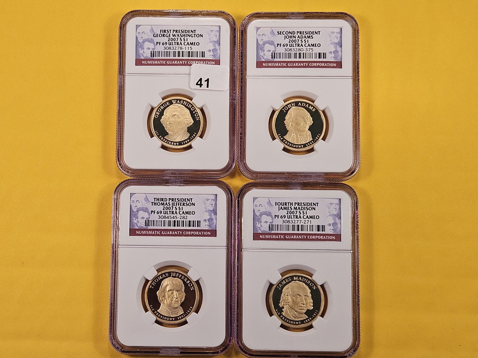 Four NGC 2007-S Presidential Dollars in Proof 69 Ultra Cameo (1 of 4)