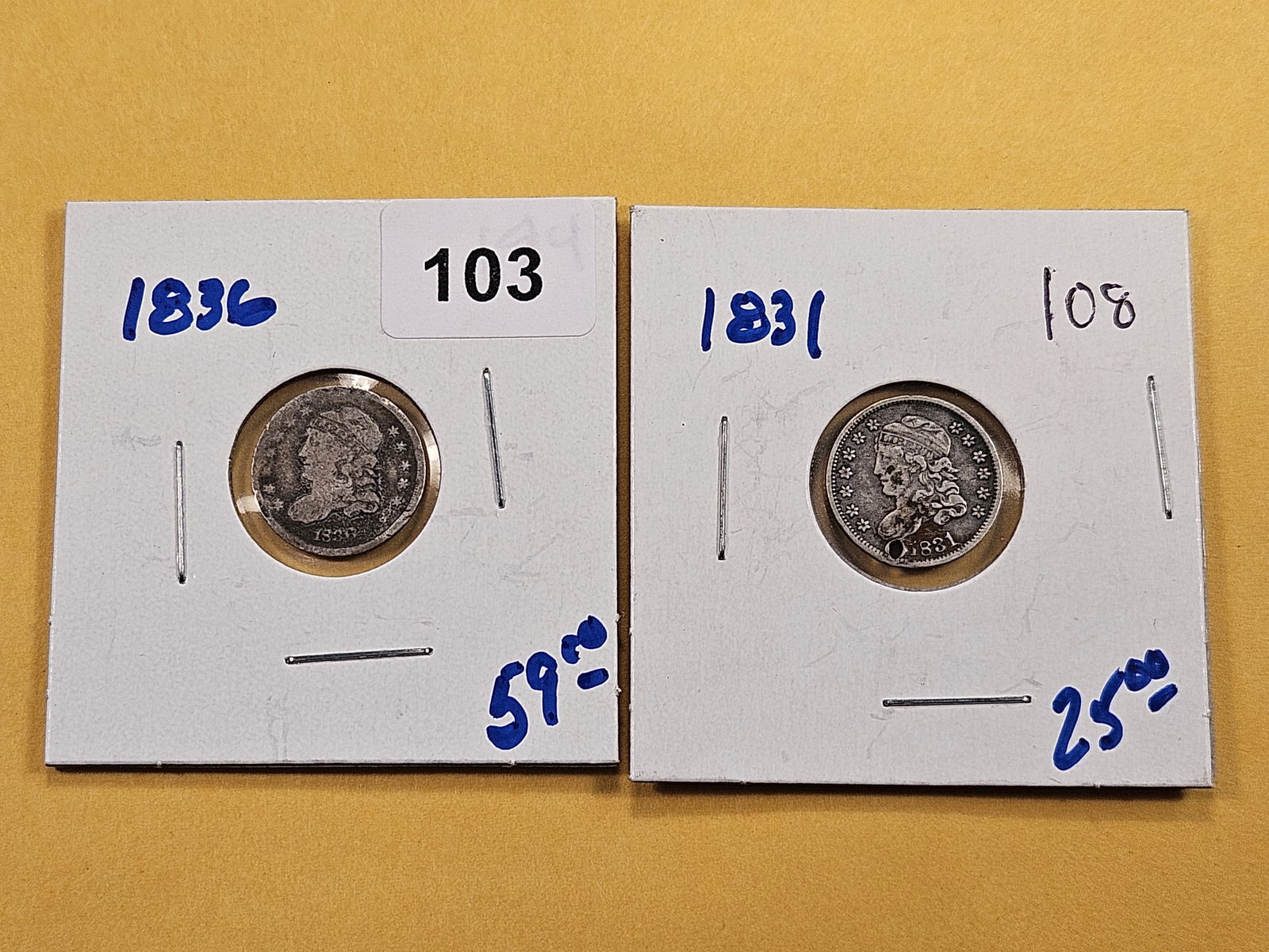 Two Circulated Bust Silver Half Dimes (1 of 6)