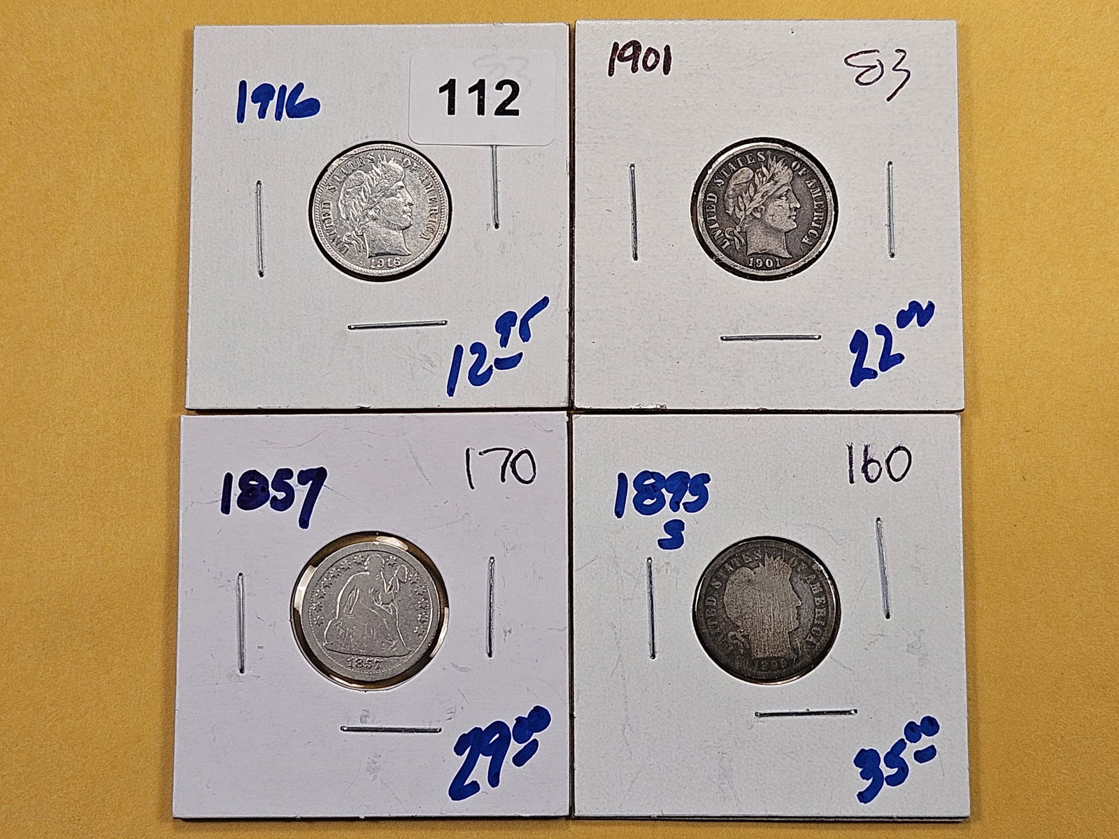 Four Circulated Silver Dimes (1 of 8)