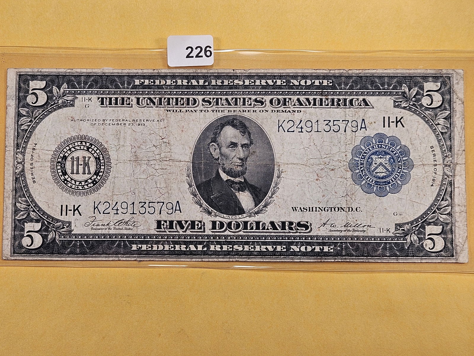 Series 1914 Large Size Five Dollar Federal Reserve Note (1 of 2)