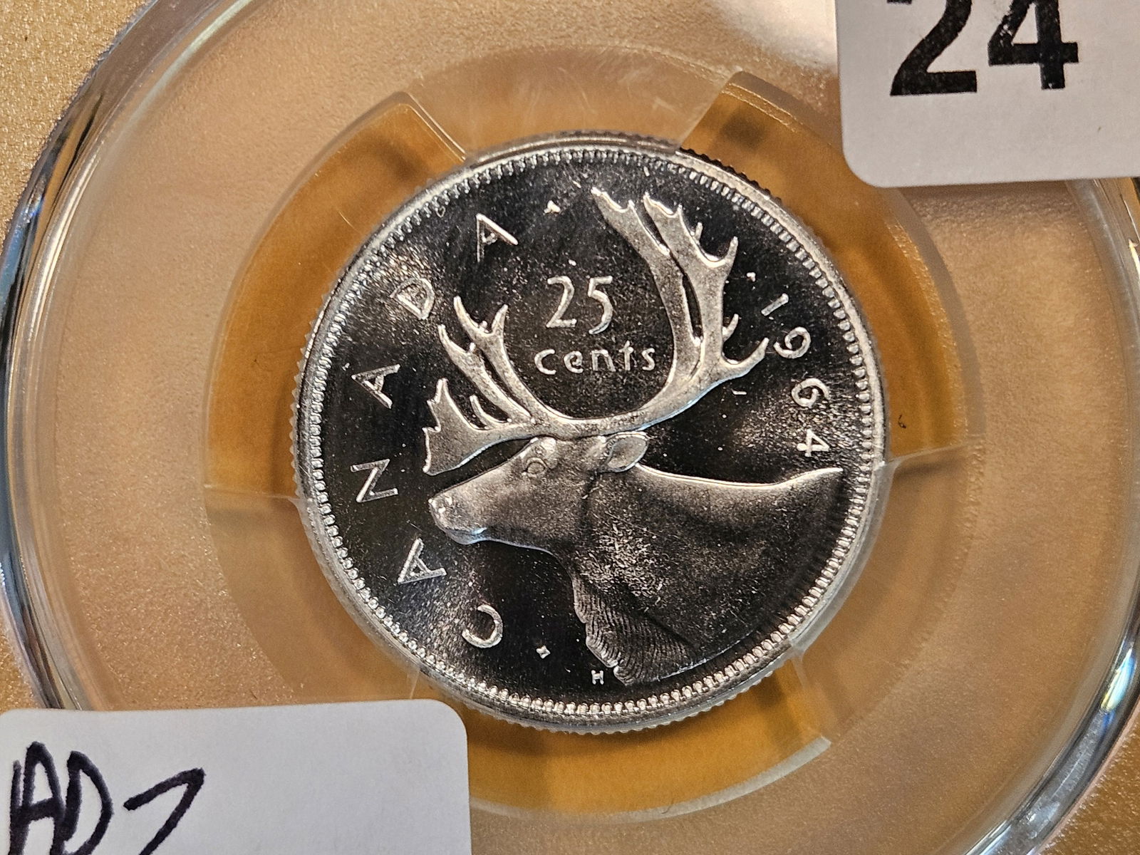GEM! PCGS 1964 Canada silver 25 cents in PL 66 CAM (1 of 3)