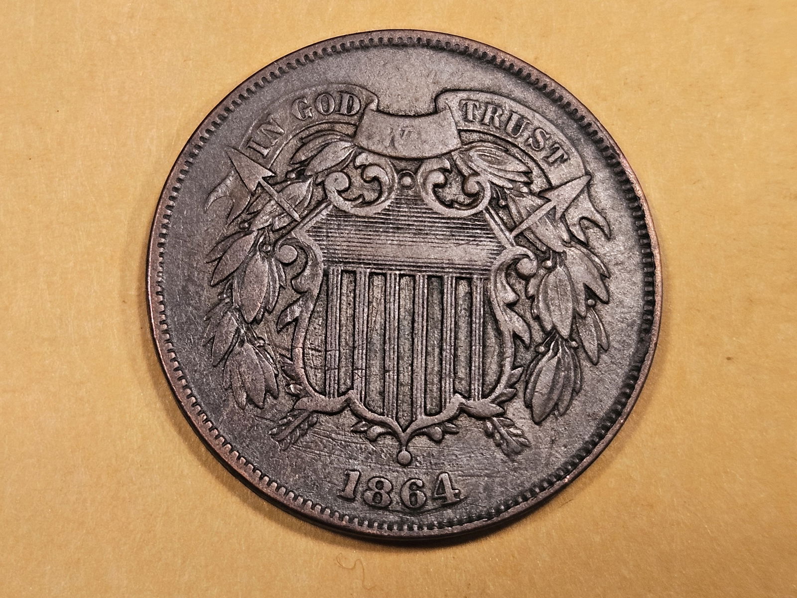 1864 Two Cent piece in Very Fine (1 of 4)