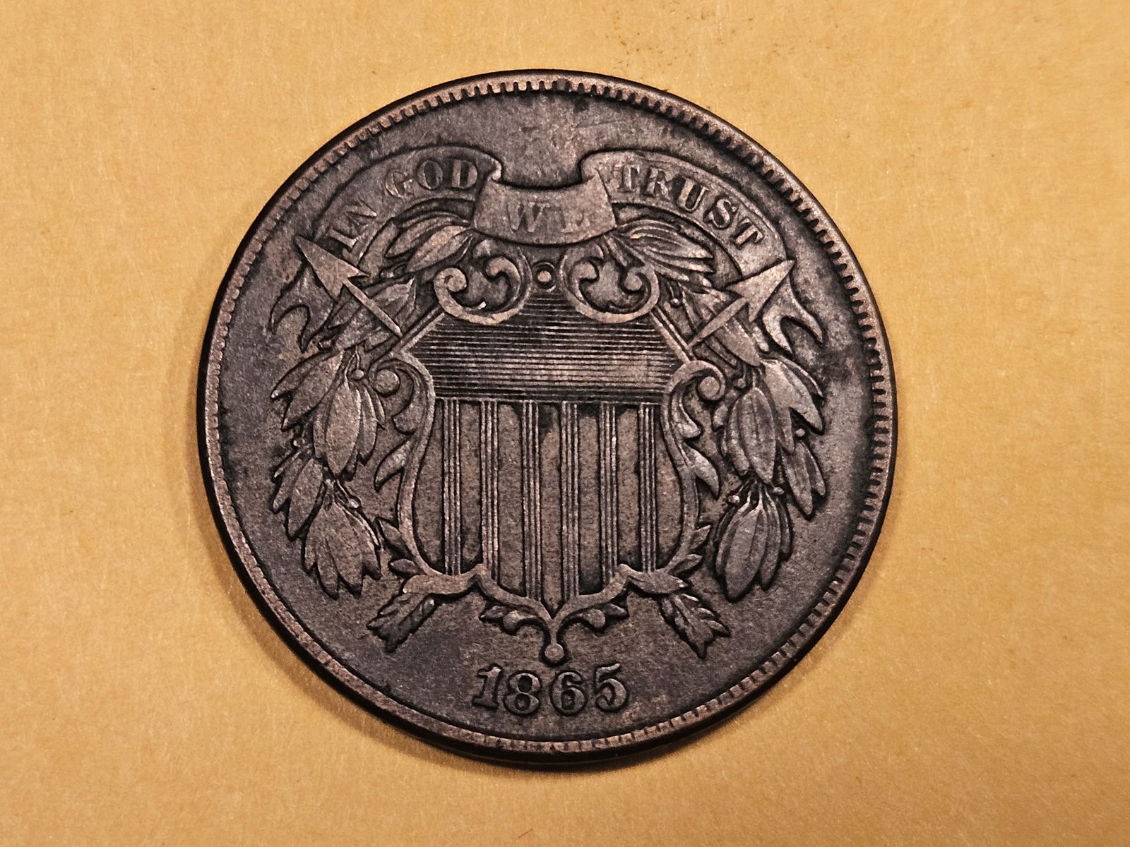 1865 Two Cent piece in Very Fine (1 of 3)