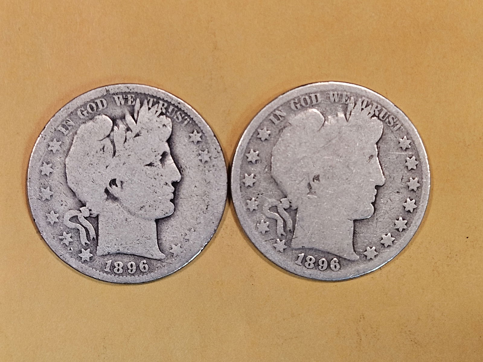 1896 and Semi-Key 1896-O Barber silver Half Dollars (1 of 3)