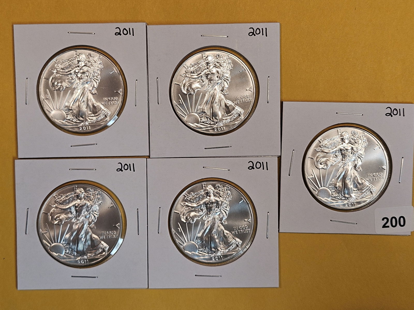 Five GEM Brilliant Uncirculated American Silver Eagle (1 of 2)