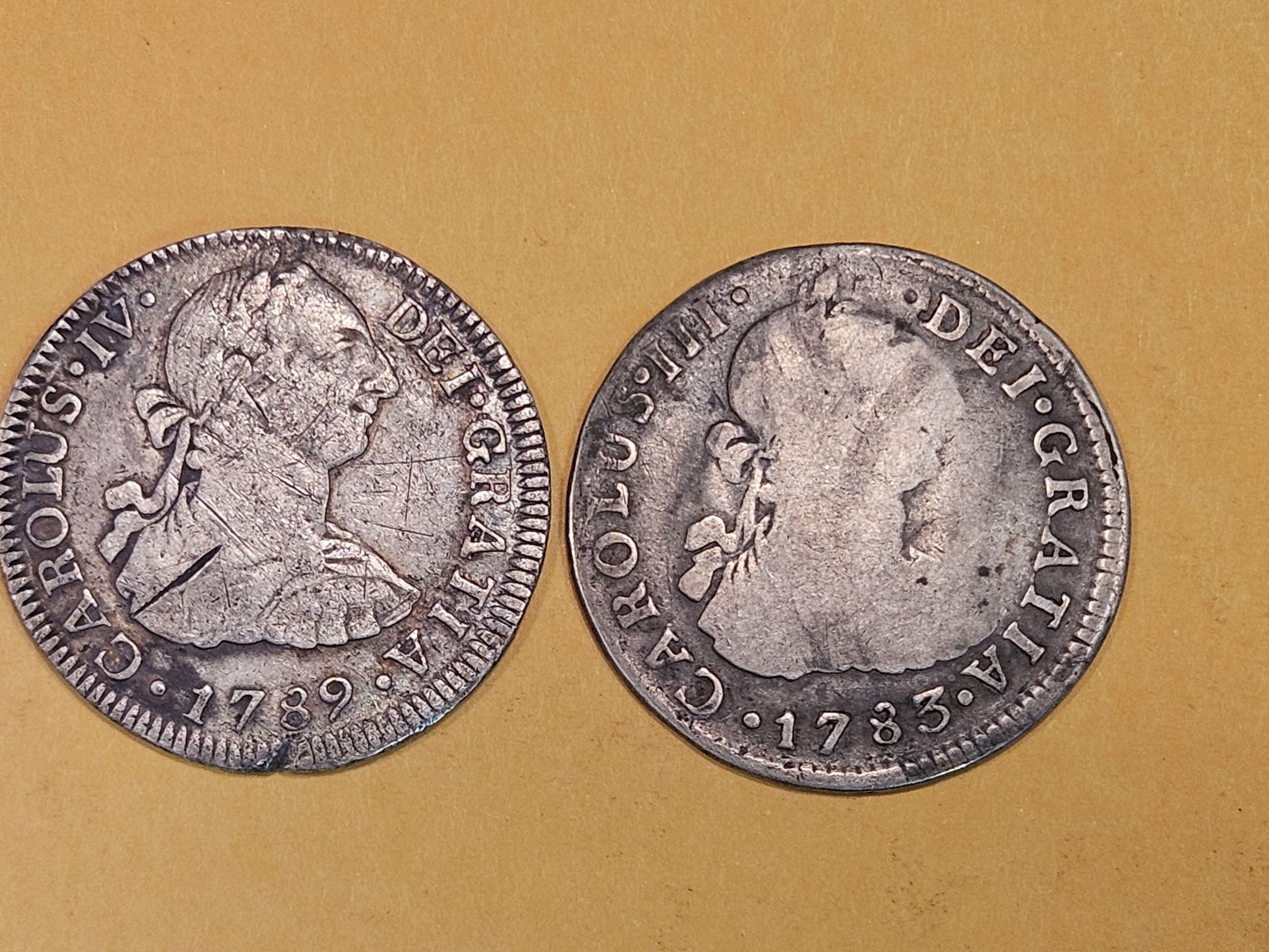 1783 and 1789 Peru and Mexico silver 2 reals (1 of 3)