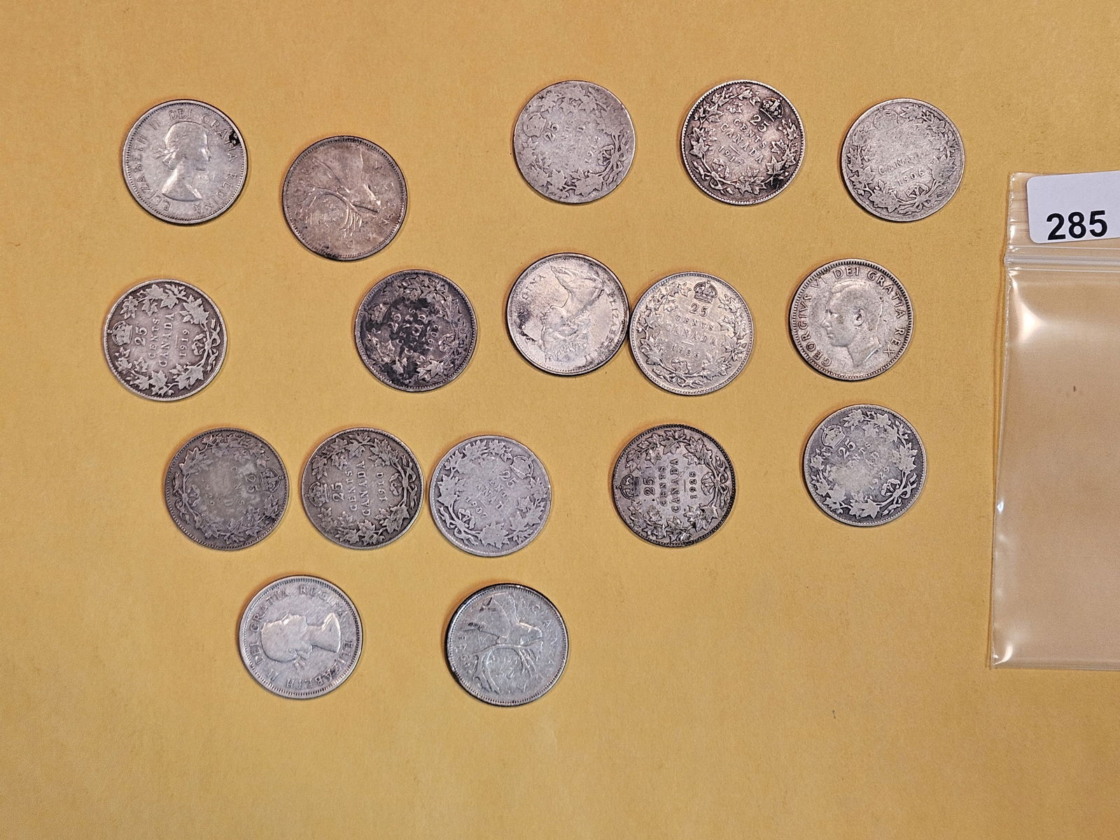 Seventeen Silver Canada 25-cent coins (1 of 2)