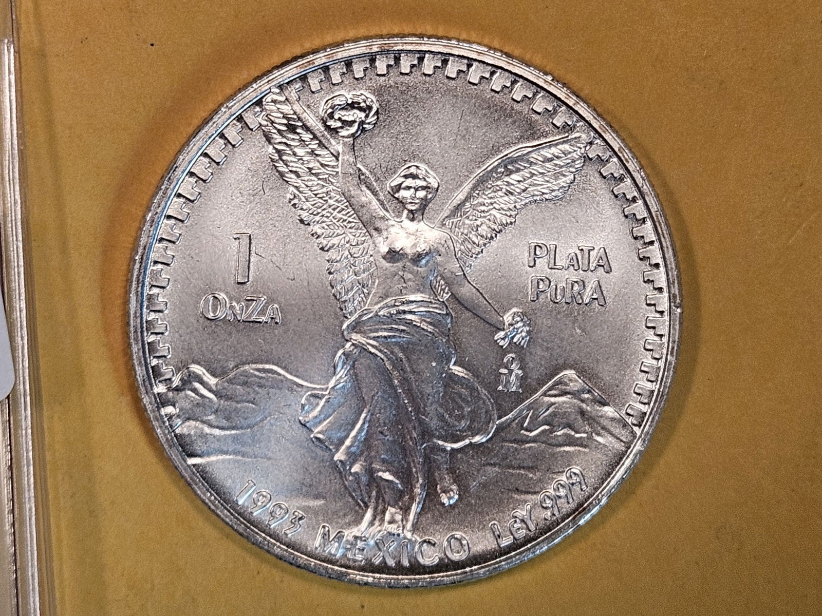 GEM Brilliant Uncirculated 1993 Mexico Silver Onza (1 of 2)