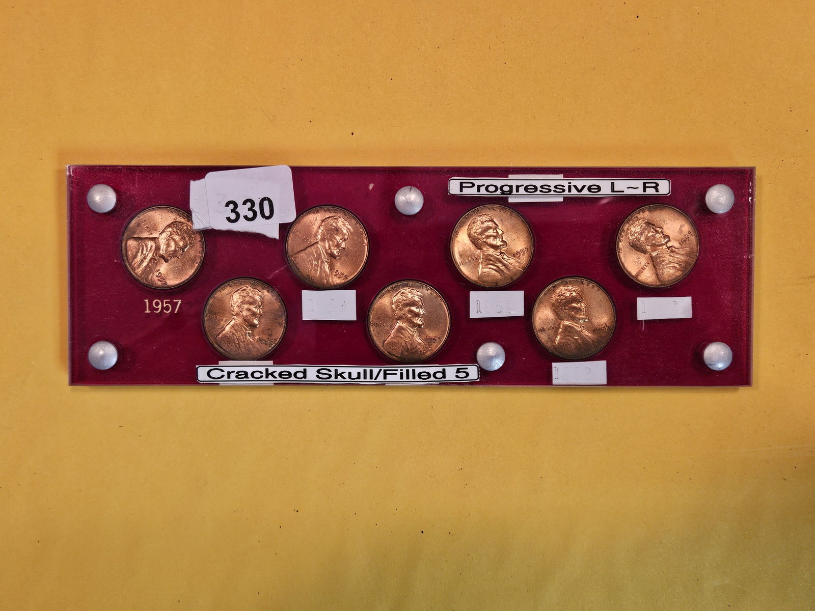 Cool Mint error Collection of Wheat cents: A progressive Die Crack! Cracked skull. Very Cool set