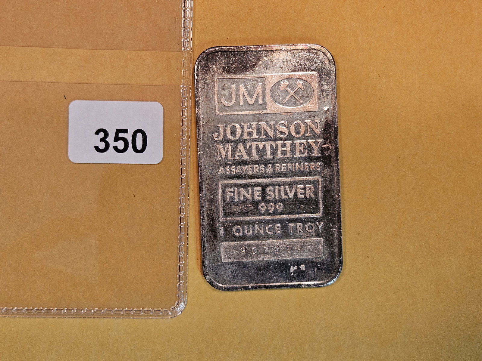 One Troy ounce .999 fine silver proof bar: Johnson Matthey