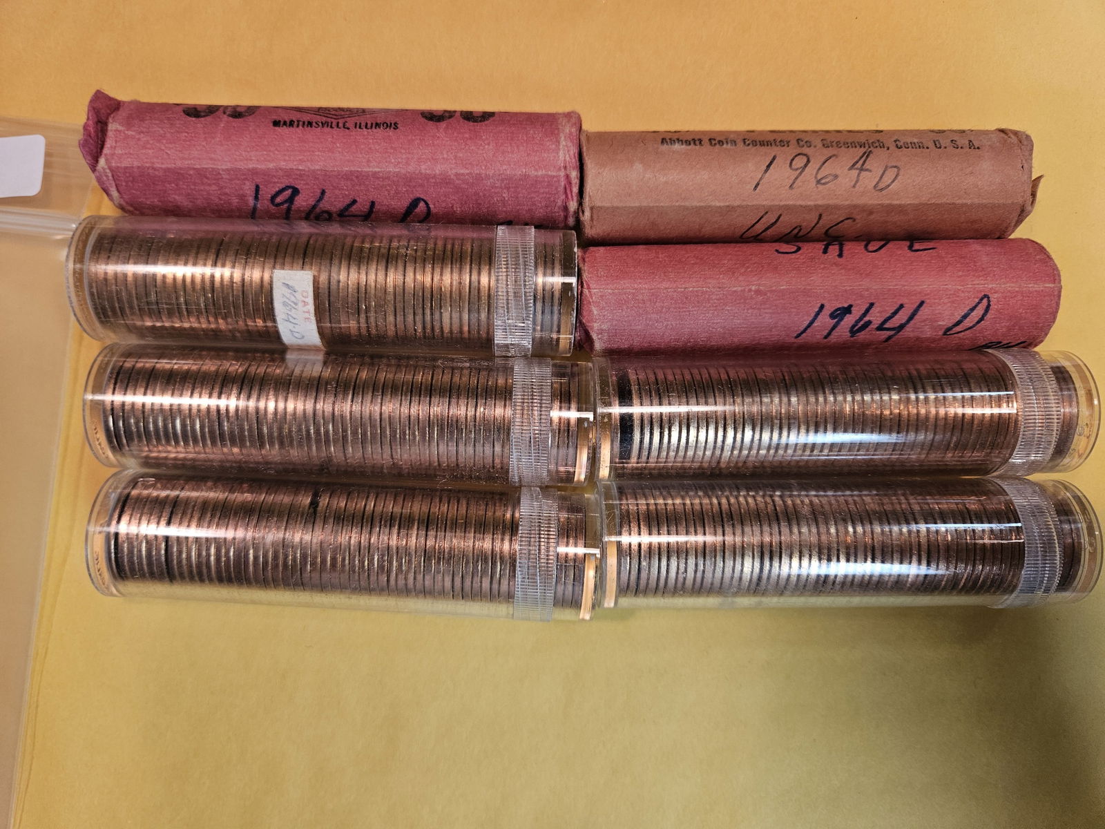 Eight Brilliant Uncirculated Red Lincoln Memorial Cent Rolls (1 of 3)