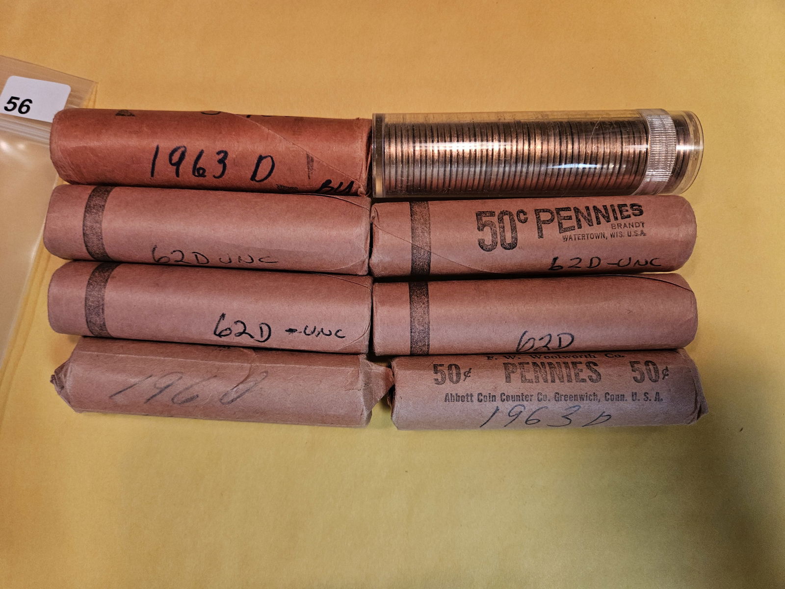 Eight Brilliant Uncirculated Red Lincoln Memorial Cent Rolls (1 of 3)