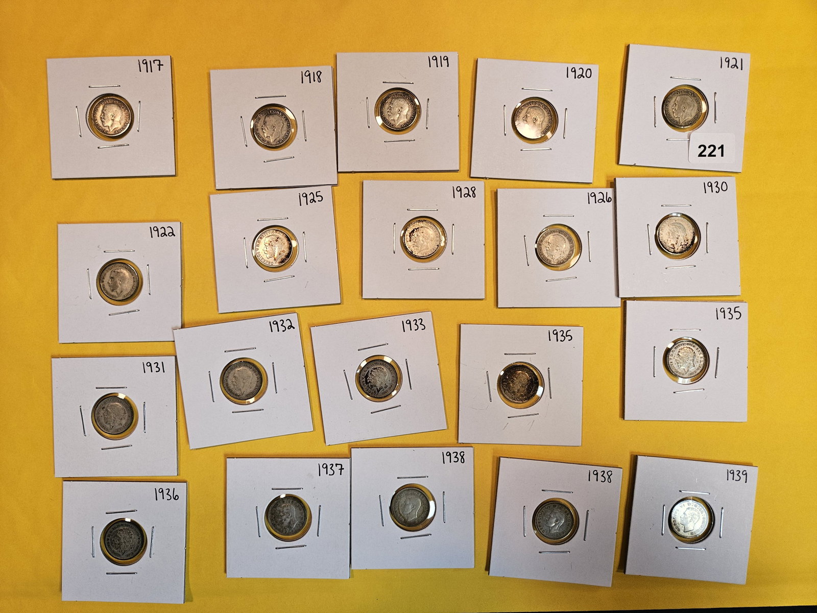Twenty mixed Great Britain silver 3 pence coins (1 of 5)