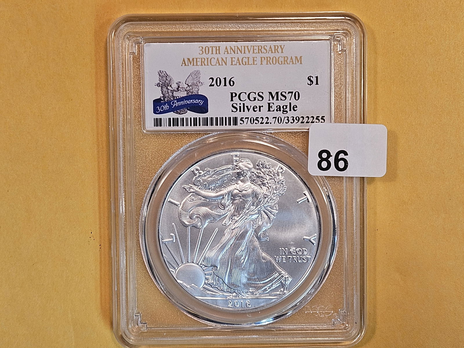 PERFECT! PCGS 2016 American Silver Eagle in Mint State 70 (1 of 2)