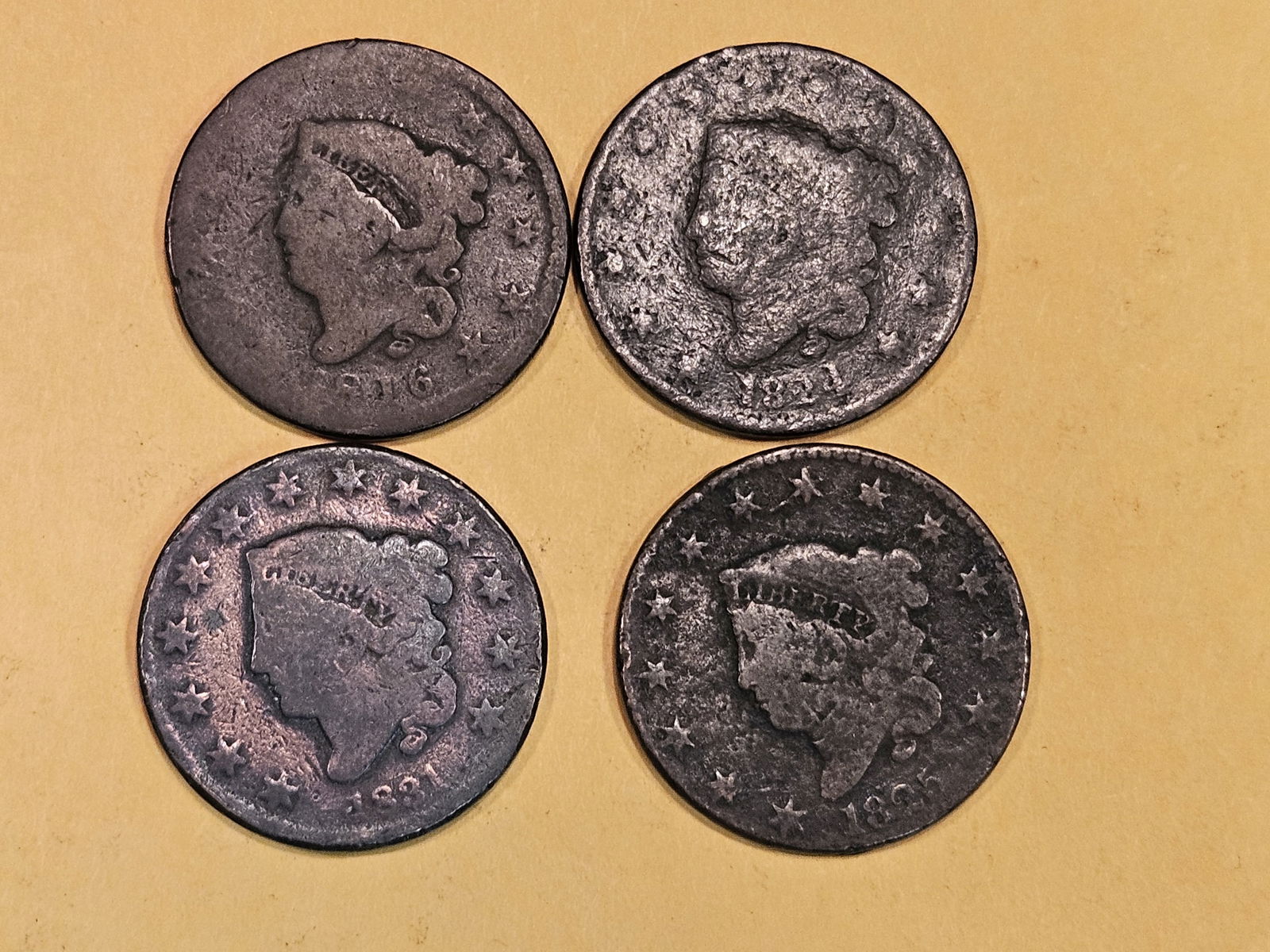 Four Coronet Head Large Cents in About Good (1 of 3)