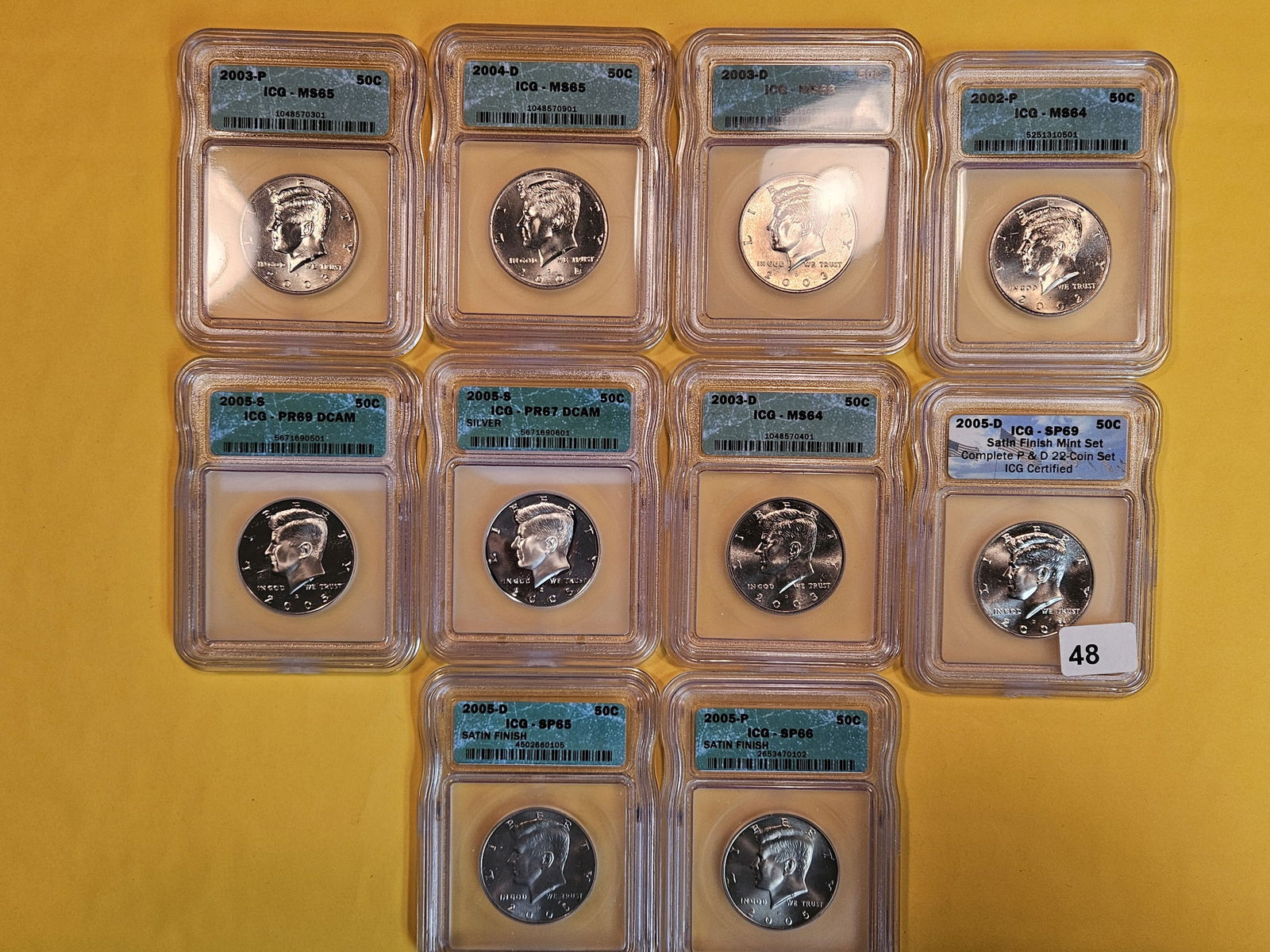 Ten, mixed, ICG-graded Kennedy Half Dollars (1 of 6)