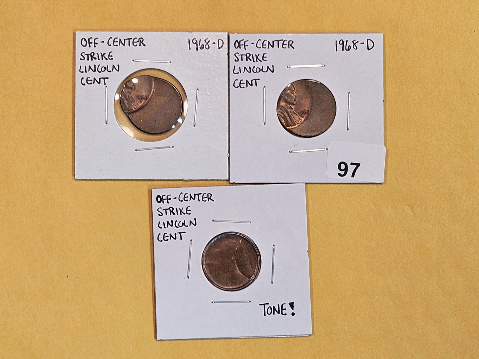 ERRORS! Three off-center Lincoln cents (1 of 7)