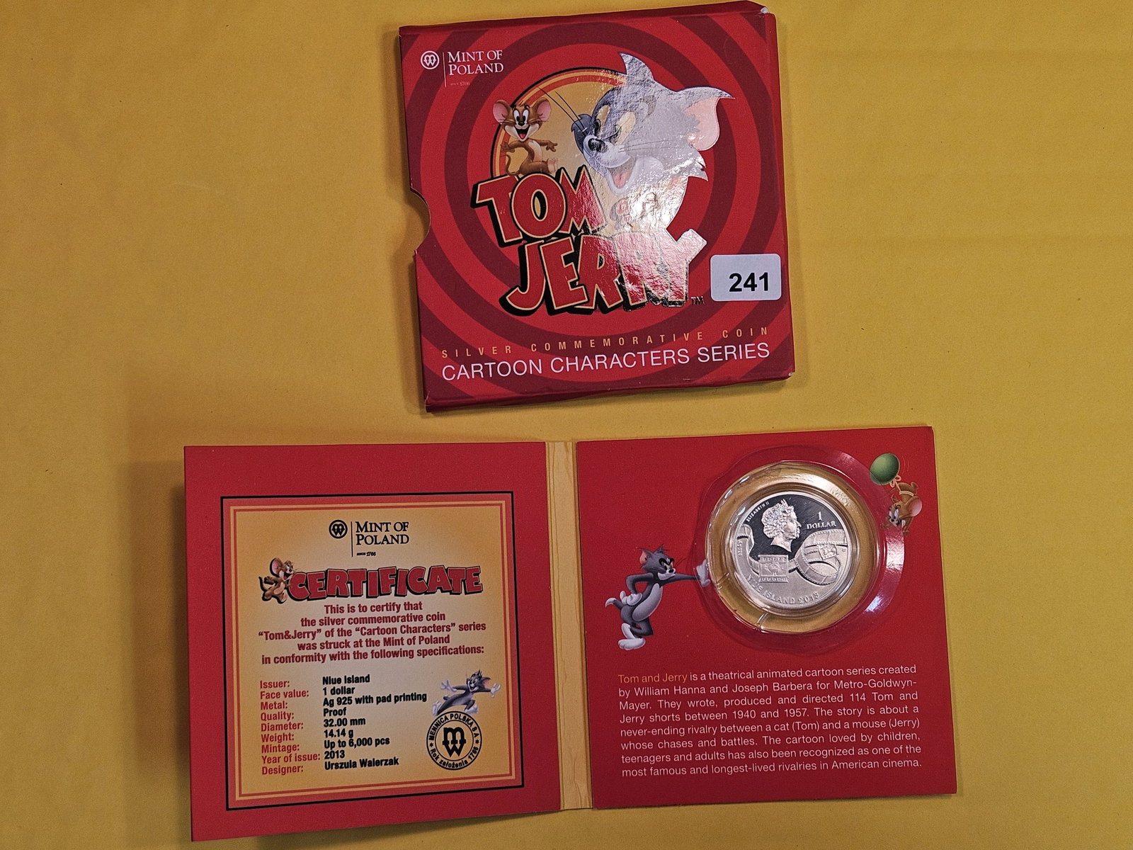 GEM Niue Island 2013 Silver One Dollar: LOONEY TOONS! Tom & Jerry. From the Mint of Poland!