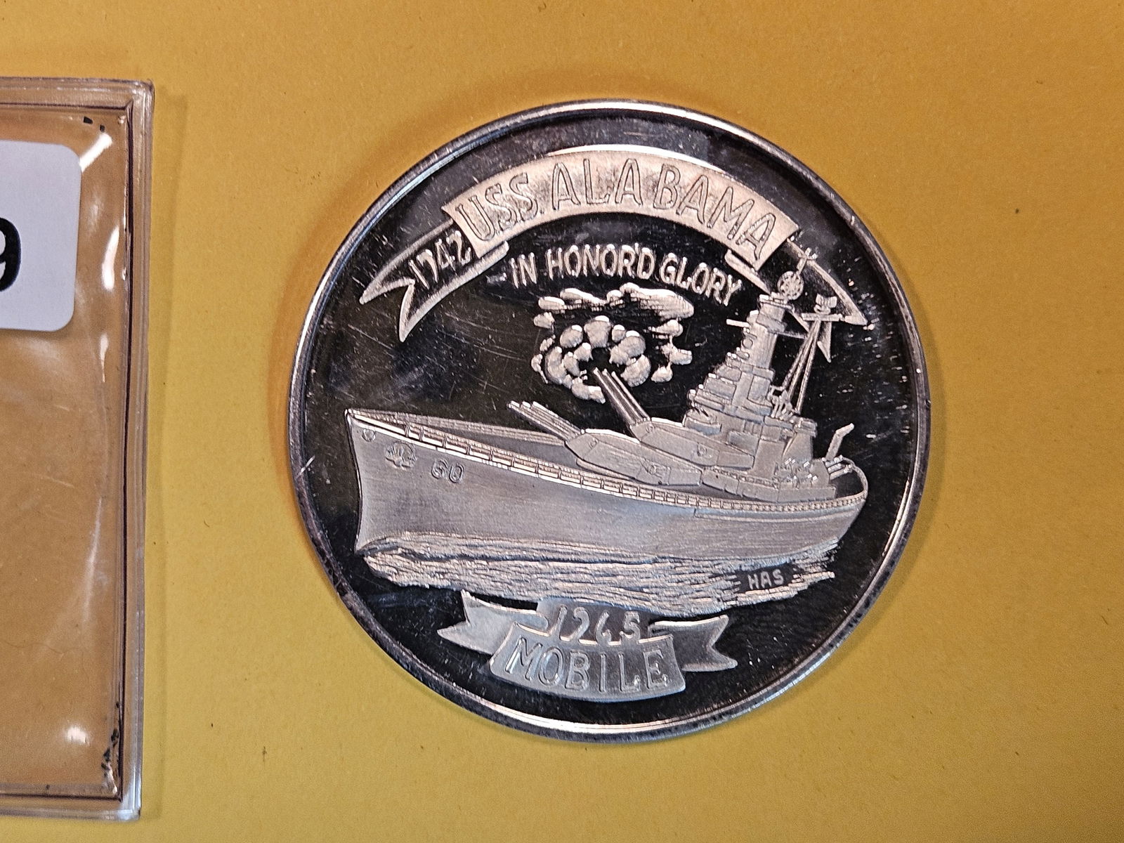 Silver Proof Deep Cameo USS Alabama Commemorative Medal (1 of 4)