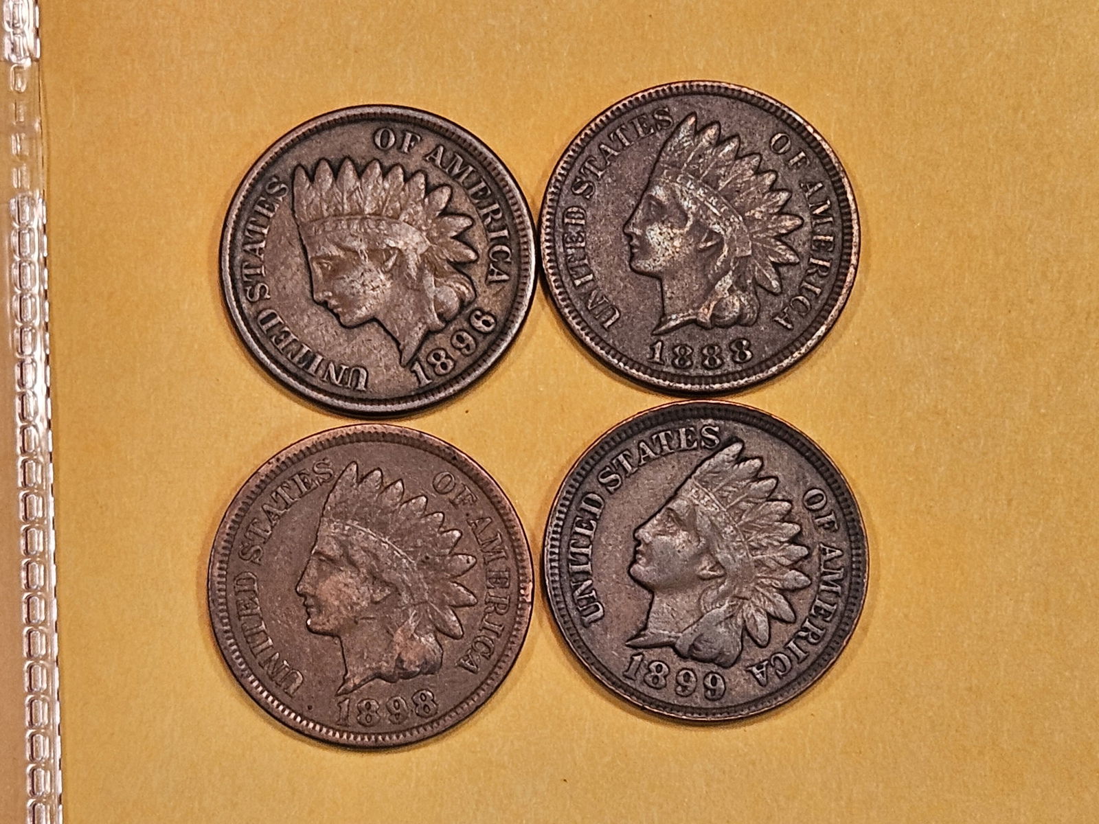 Four 1800 Indian cents in Very Fine (1 of 3)