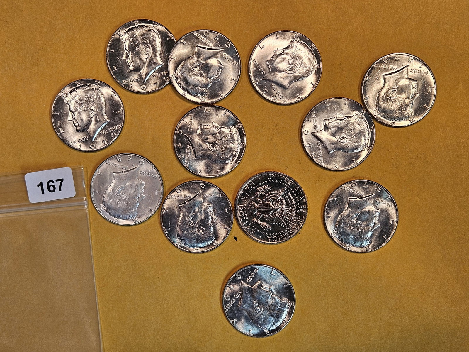 Twelve silver Kennedy Half Dollars: All 40%-ers