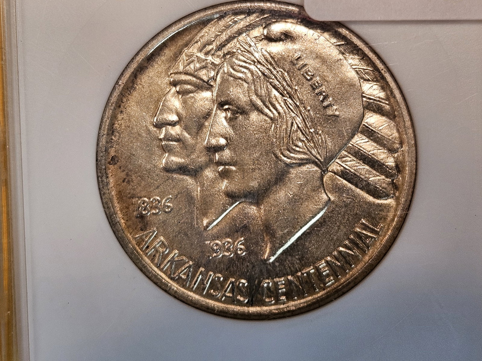 ANACS 1939-S Arkansas Commemorative Silver Half Dollar in Mint State 62: Old holder. Might upgrade in todays market