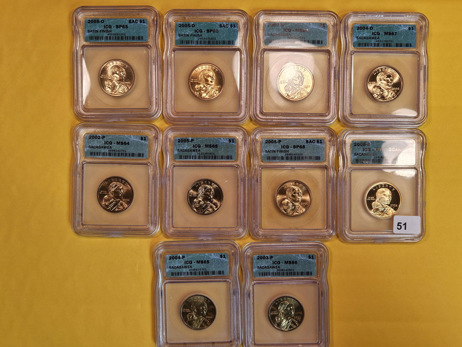 Ten ICG-graded Brilliant Uncirculated or Proof Sacagawea Dollars (1 of 6)