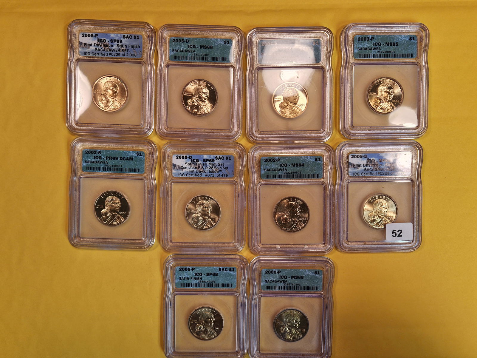 Ten ICG-graded Brilliant Uncirculated or Proof Sacagawea Dollars (1 of 6)