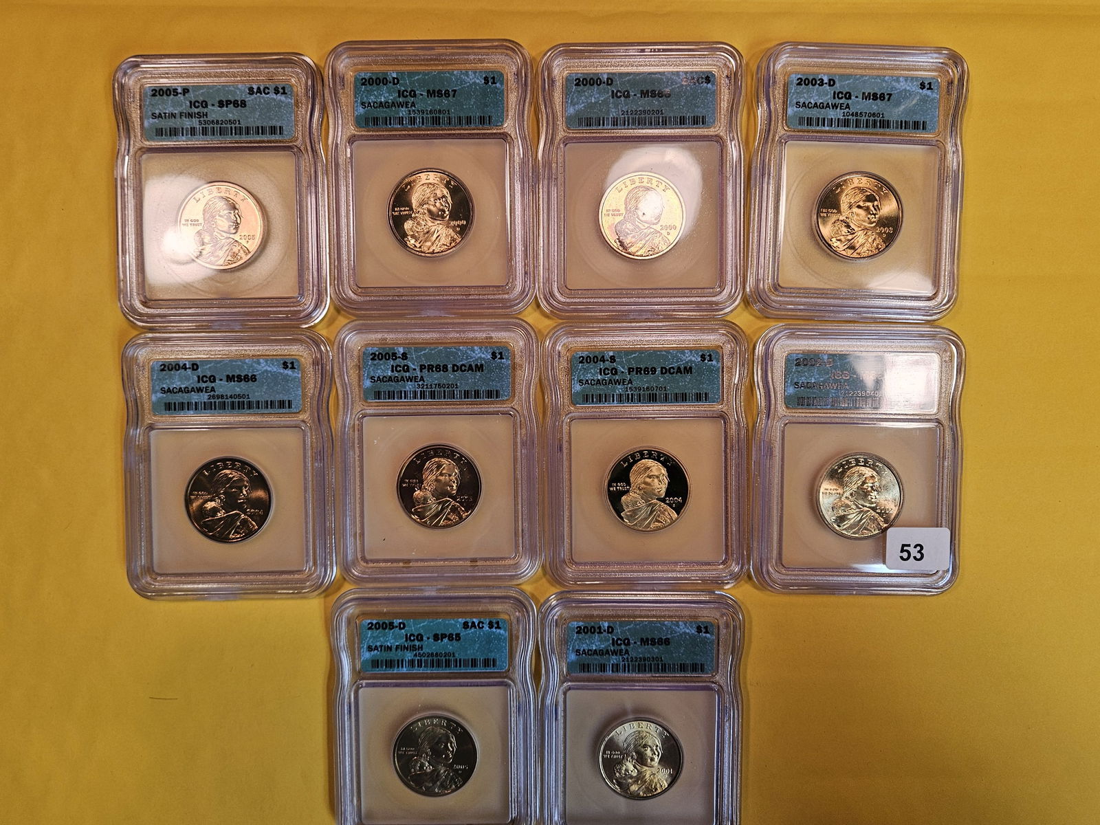 Ten ICG-graded Brilliant Uncirculated or Proof Sacagawea Dollars (1 of 6)