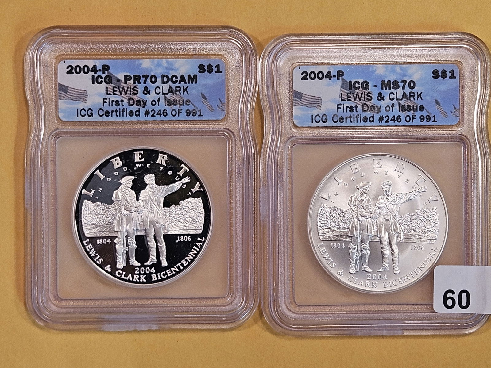 PERFECT! Two-ICG graded 2004-P Commemorative Silver Dollars (1 of 2)