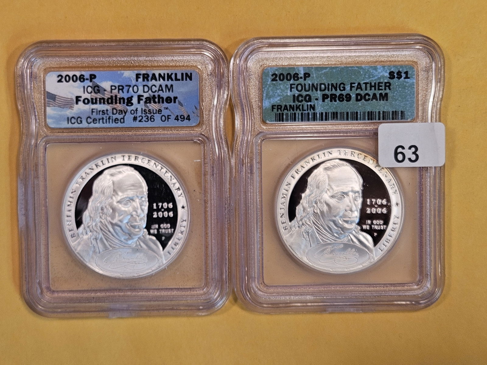 Two-ICG graded 2006-P Franklin Commemorative Silver Dollars (1 of 2)