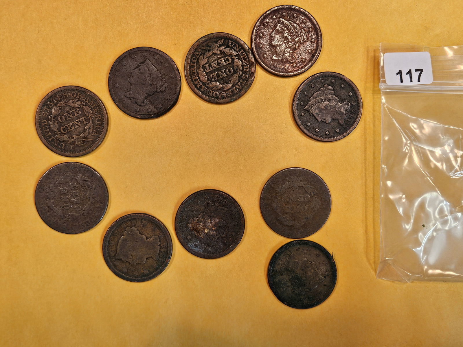 Ten mixed Large Cents (1 of 2)