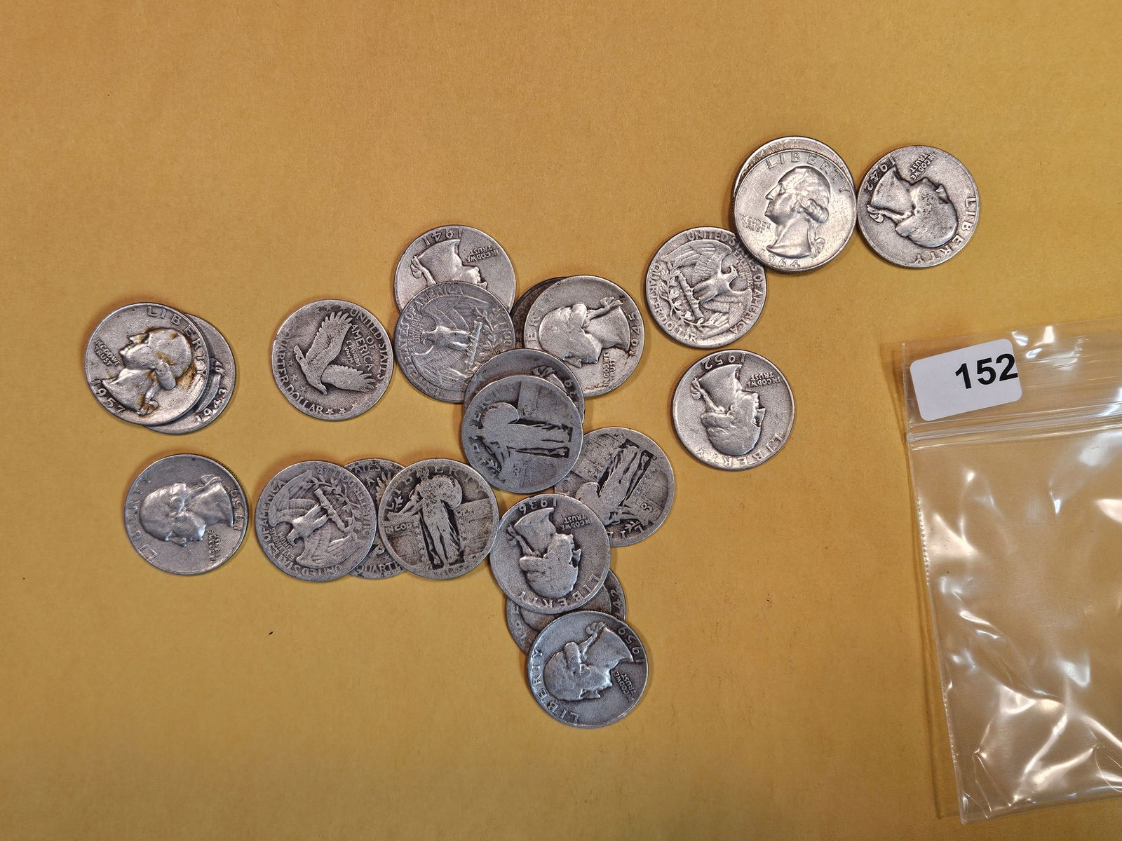 Twelve mixed Silver Washington and Standing Liberty Quarters (1 of 2)